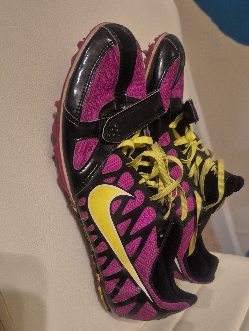 Nike Sprint Running Spikes/Cleats- Pink/Yellow/Black